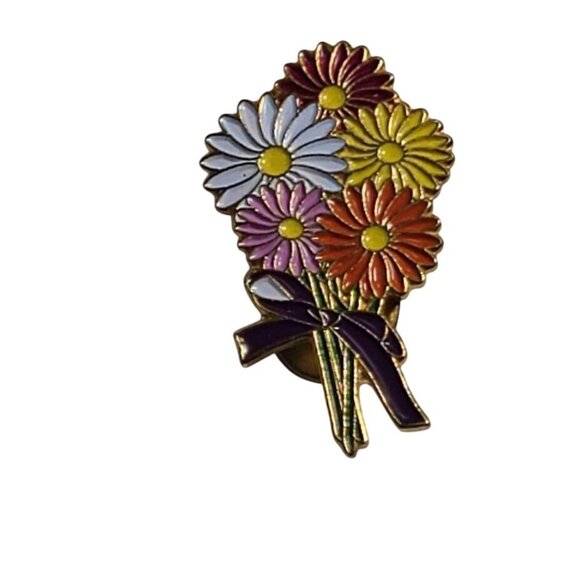 Other - Vintage Colorful Daisy Flower Bouquet Enamel Lapel Pin